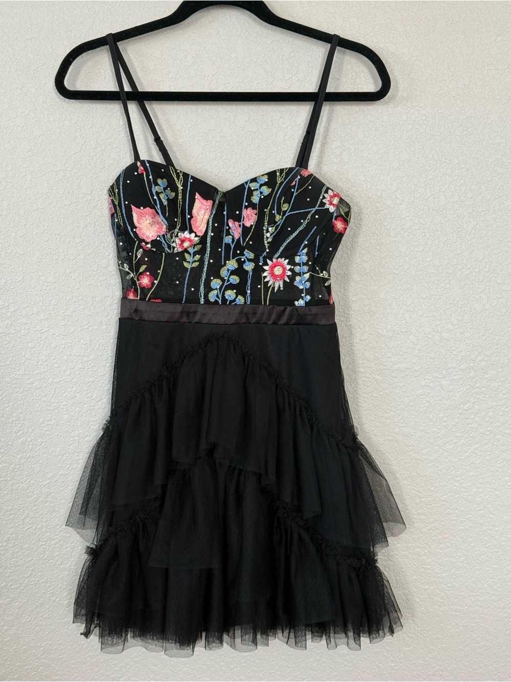 City Studio Floral Embroidered Tulle Homecoming Dress Black Size 3